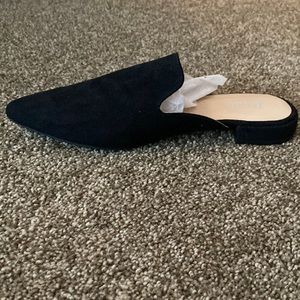 New in Box suede mules
